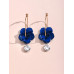 Aretes largos con flor azul