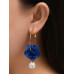 Aretes largos con flor azul