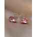 Aretes de corazón de diamante de imitación