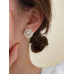 Aretes con flor con perla artificial