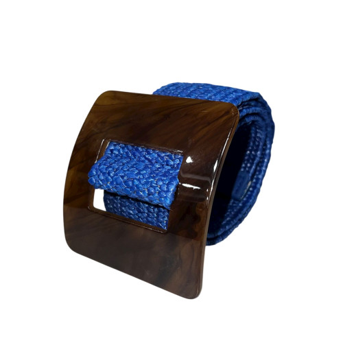 Cinturón Azul con Hebilla Cuadrada