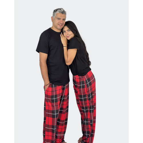 Pijama Alaia Unisex - Cuadros Negros y Rojo