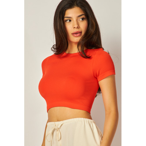 CropTop Canalé Love Poem Rojo Tomate