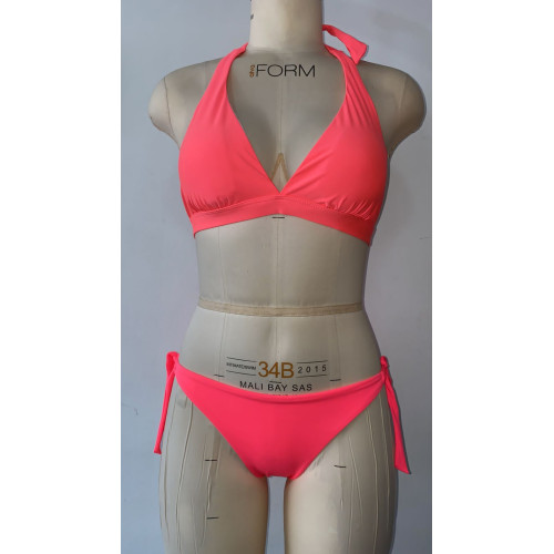 Vestido de baño rosado fosforescente Bikini Top