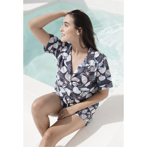 Pijama Seda Conchitas - Mar y Cielo