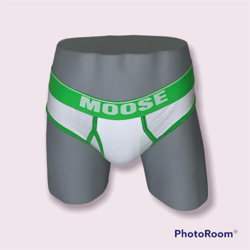 Brief Blanco con Verde Moose