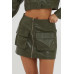 Falda Ontwelfth de cuerina en verde militar