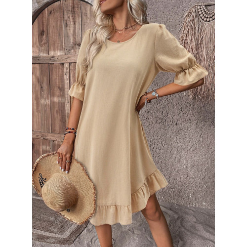 Vestido smock Beige