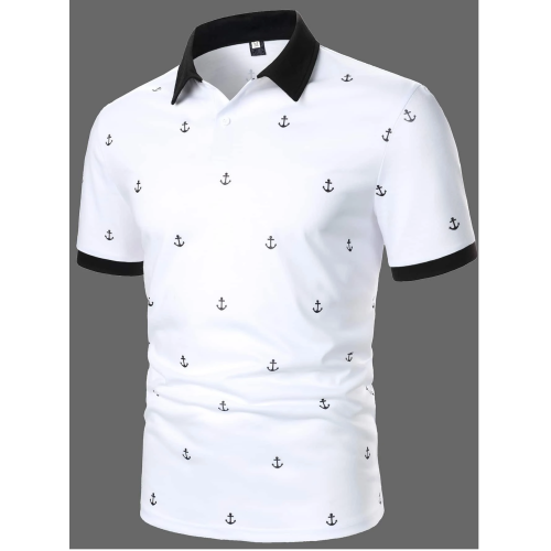 Camisa Polo Blanca con estampado