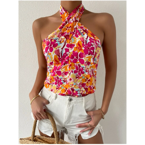 Blusa con estampado floral de espalda abierta