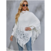 Poncho tejido de cuello alto con flecos