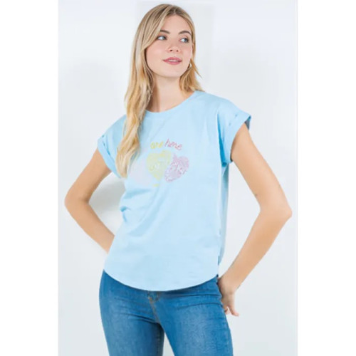 Blusa TABA Celeste con estampado