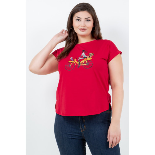 Blusa TABA Roja Riding with puppy - Curvy