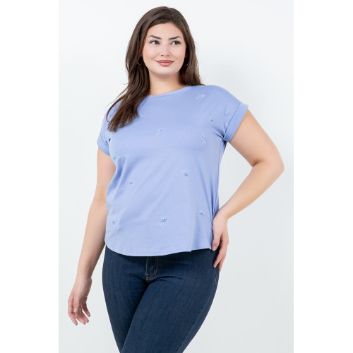Blusa TABA Hortensia Pearl Flower Embroidered - Curvy