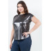 Blusa TABA Negra Shinny Shoulder Studded - Curvy