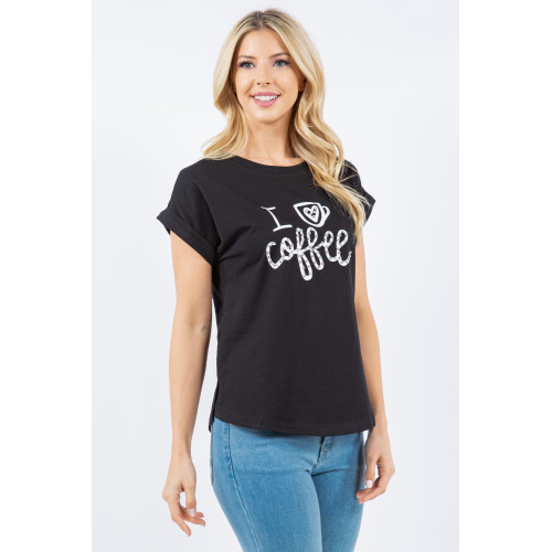 Blusa TABA Negra I  Love Coffee