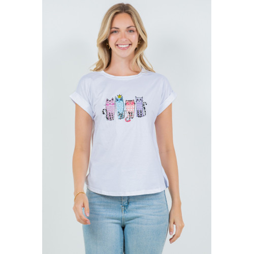Blusa TABA Blanca 4 Cats
