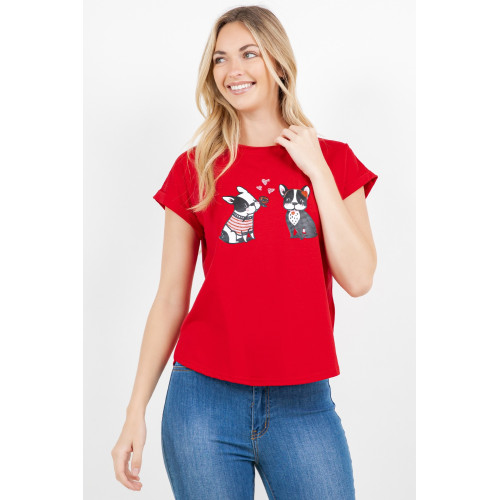 Blusa TABA Roja Pugs in Love