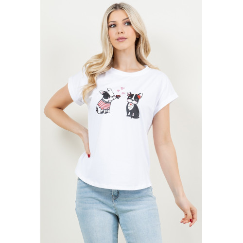 Blusa TABA Blanca Pugs in Love