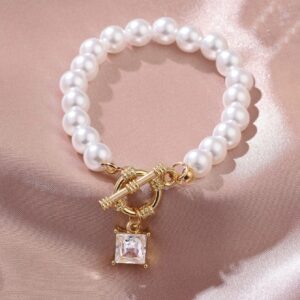 Pulsera con cuenta con perla artificial