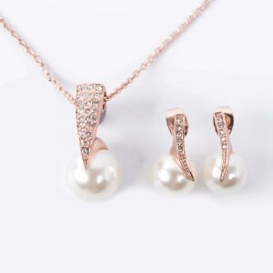 Collar y aretes con colgante, diseño de perla artificial