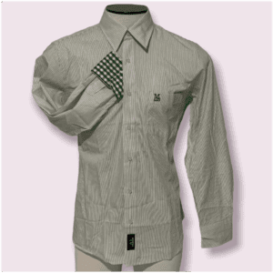 Camisa Manga Larga Blanca Rayas Verdes
