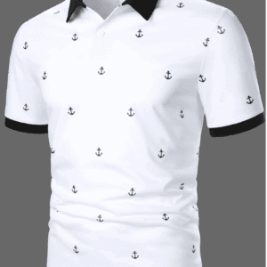 Camisa Polo Blanca con estampado