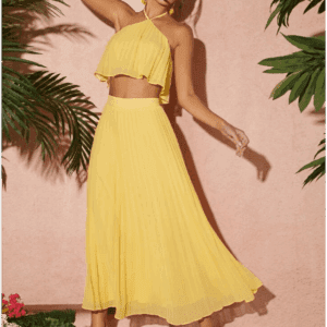 Conjunto de top y falda fruncido