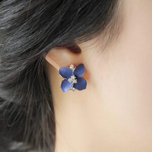 Aretes con flor con diamante de imitación