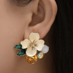 Aretes de flores multicolor