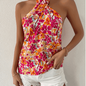 Blusa con estampado floral de espalda abierta