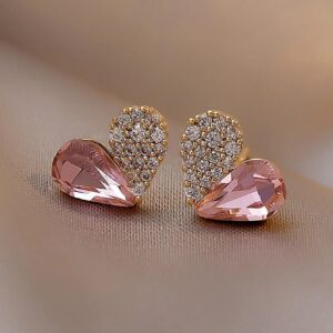 Aretes de corazón de diamante de imitación