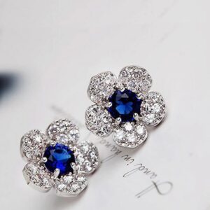 Aretes de botón con diamante de imitación flor