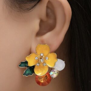 Aretes de flores multicolor