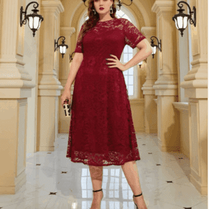Vestido línea A con encaje floral