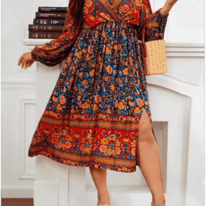 Vestido con estampado floral de manga farol