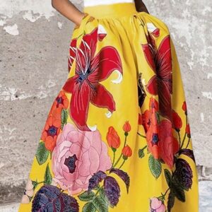 Falda amarilla con estampado floral