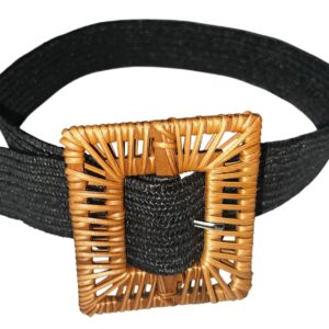Cinturón Negro Hebilla Cuadrada