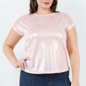 Blusa TABA Rosa Shinny Shoulder Studded - Curvy
