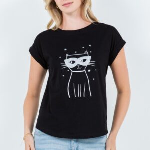 Blusa TABA Negra Masked Cat