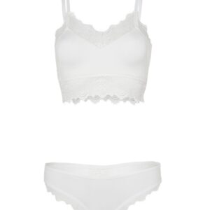 Bralette y Panty - Lashes Blanco Hueso