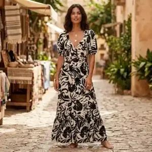 Vestido Floral Negro/Blanco