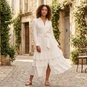 Vestido Camisero Largo Blanco