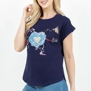 Blusa TABA Heart Denim Patch