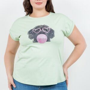 Blusa TABA Bubble Gum Dog Mint - Curvy