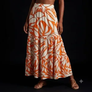 Falda Estampada Naranja