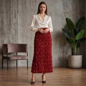 Falda Flores Roja TABA
